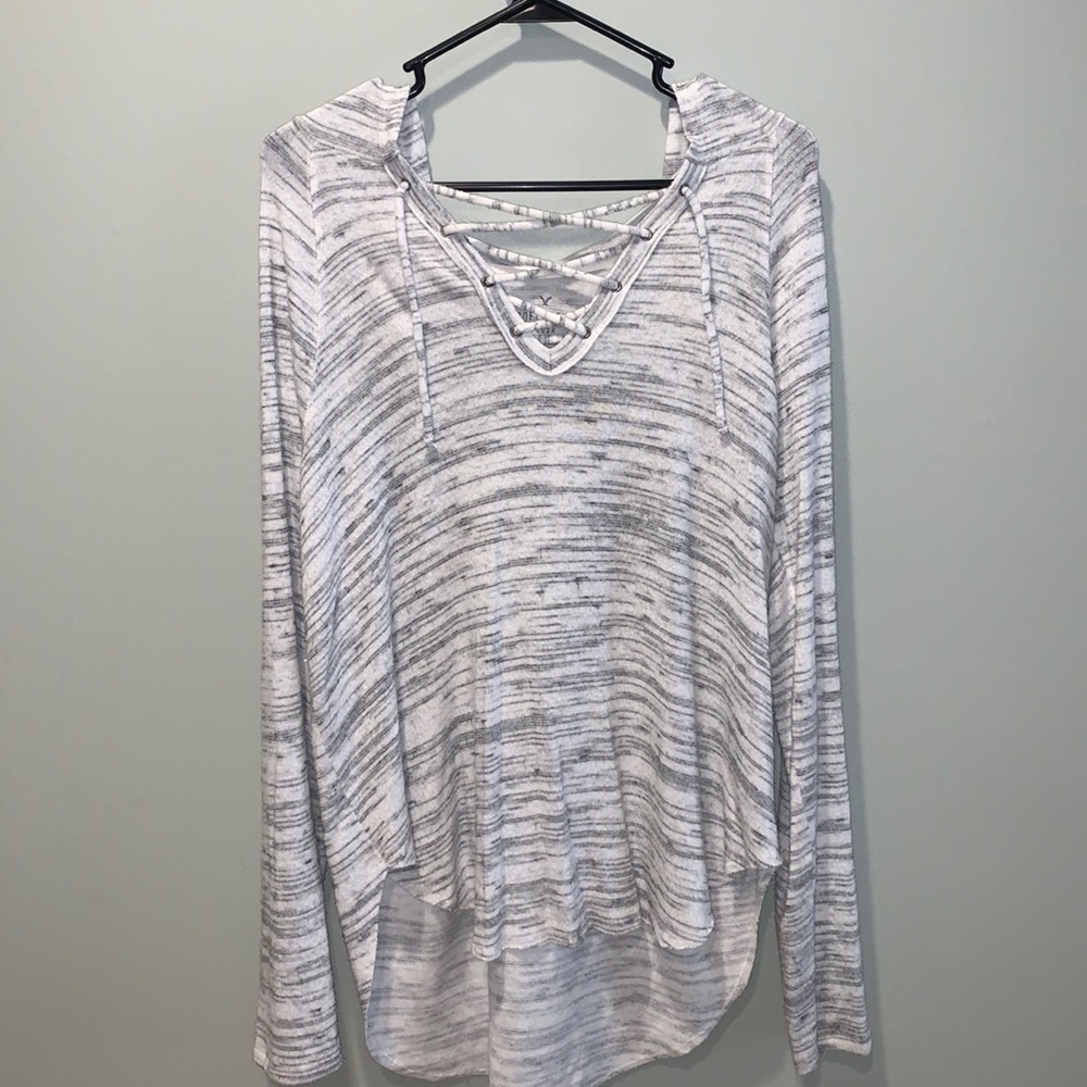 REALLY SOFT, grey/white pullover.
